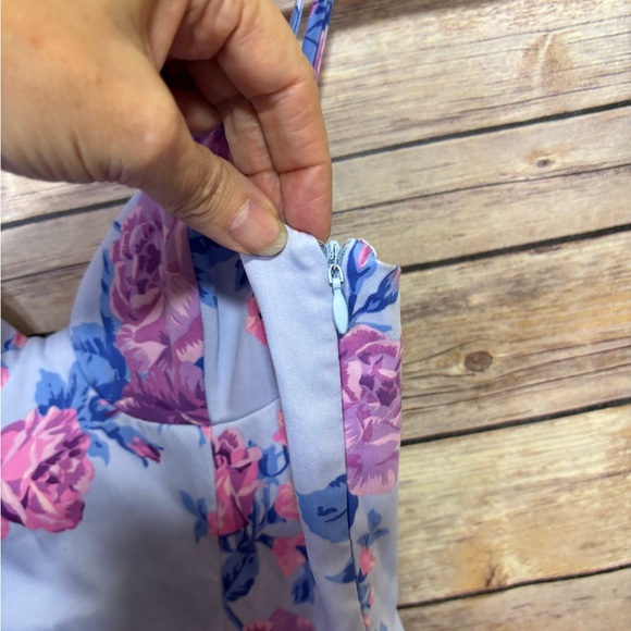 Zara Floral Mini Dress Size XS Blue pink - Picture 3 of 7